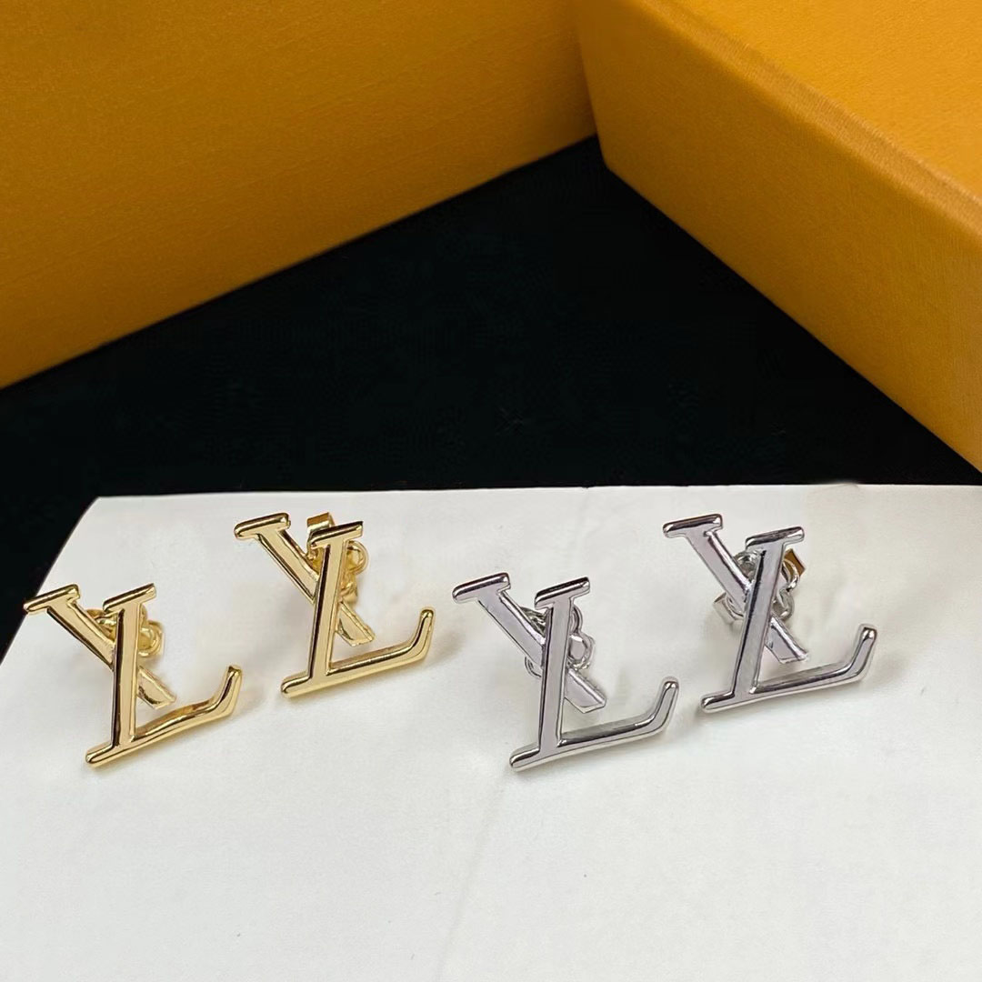 Fashion Simple Letter Stud earrings Gold Silver luxury designer earrings for women's wedding parties birthday gift jewelry