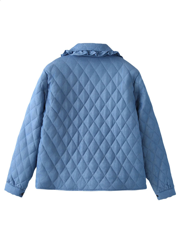 Kapuza Womens Tie Patch Pocket Jacket with Retro Collar Long Sleeve Unique Top 240902