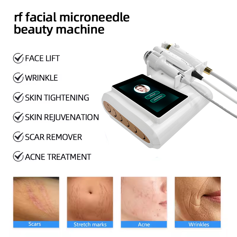 Radio Frequency RF Microneedling Machine 3 in 1 HIFU + Ice Hammer Skin Tightening Elasticity Restoration Wrinkle Dispelling Thermal Skin Beauty Machin