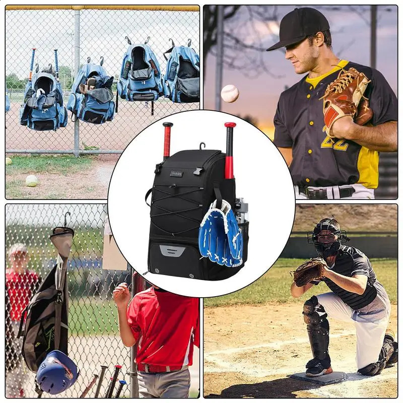 Baseball Softball Bag With Shoe Compartment Fence Hook Holds Bat Gloves Helmets Gear For Youth Boys And 240902