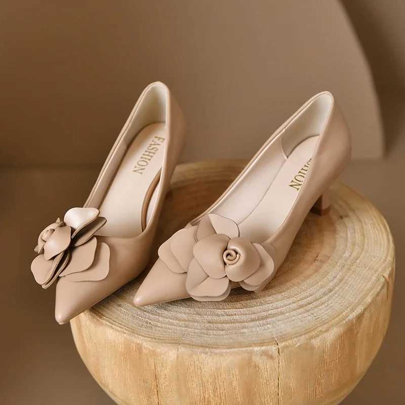 High Quality Sexy Luxury Womens Pump Bow New Fi Pointed Toe Dress Womens Shoe Flower Party Single Shoes Womens High Heels T241024