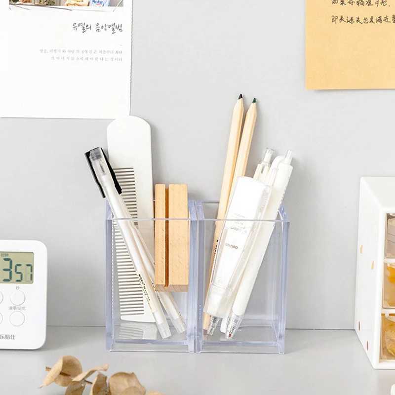 Make Up Organizer Plastic Makeup Brush Pot Storage Acrylic For Cosmetics Holder Desk Cosmetic Storage Container Y240906