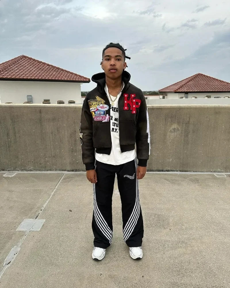 Y2k Hip Hop Alphabet Embroidered Oversized Sweatshirt Mens Gothic Fashion Retro Trendy Street Harajuku Zipper Hoodie Womens 240904