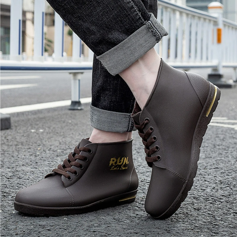 Rain Men Boots Waterproof Fishing Husband Man Work Garden Rubber Boot Oil-proof Non-slip Kitchen Shoes Footwear2023 d9bf