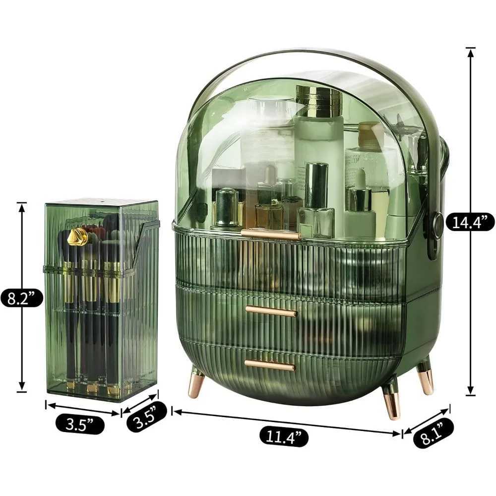 Makeup Organizer for Vanity with 2 Drawers and Makeup Brush Holder for Bedroom Countertop and Bathroom Countertop Y240905
