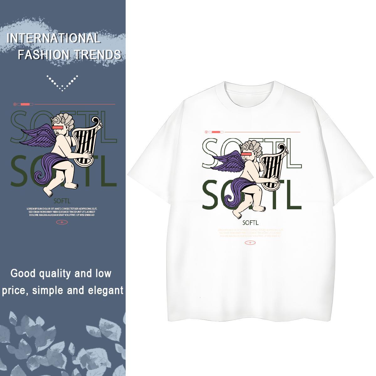 Soft T Shirt For Man 230g Pure Cotton angel Street DIY Anime Breathable Short Sleeve Tshirts New Designer Tops Tees