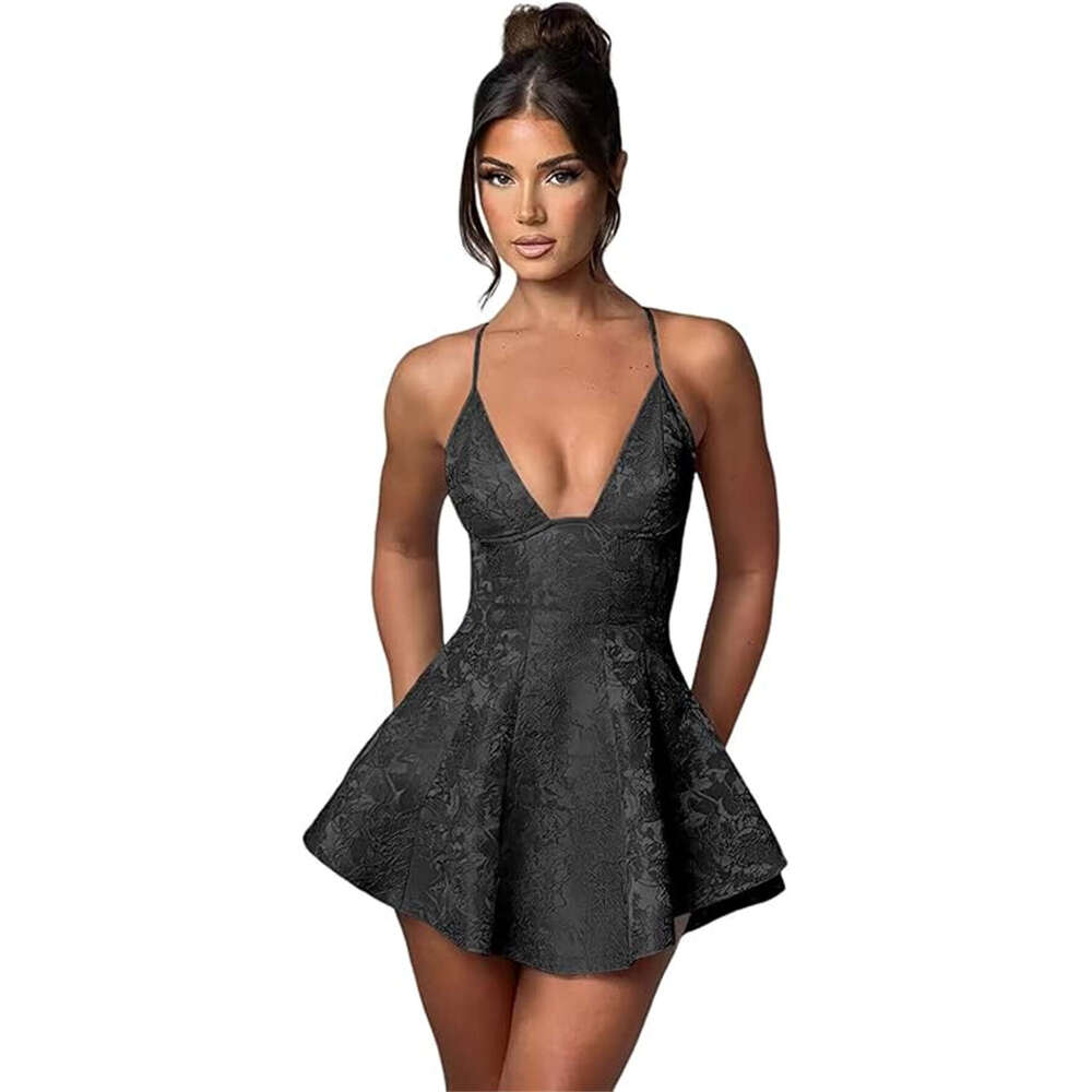 Women's Short Homecoming Dresses for Teens Spaghetti Straps V Neck Jacquard Satin Mini tail Party Gowns