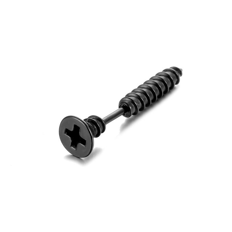 Stainless Steel Wood Screw Stud Earring for Men Youth Titanium Steel Man Cross Piercing Earring Ear Studs Nice Jewelry Gift Wholesale Price 1 PCS