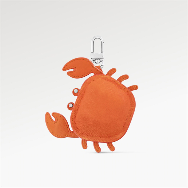 Unisex Fashion Designer Leather Keychains Women Coin Pocket Mens CRAB Bag Charm Keychain Cartoon Key Chains