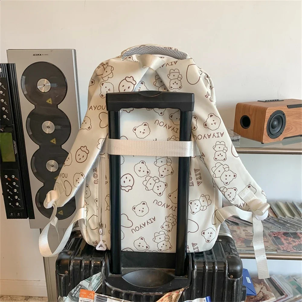 Womens candy colored nylon backpack teenage girls school Japanese Korean Rucksack student cute notebook bag Mochila 240903