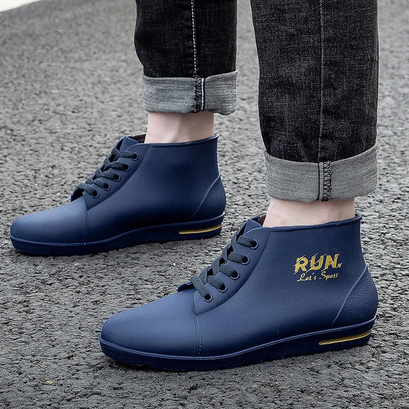 Rain Men Boots Waterproof Fishing Husband Man Work Garden Rubber Boot Oil-proof Non-slip Kitchen Shoes Footwear2023 d9bf