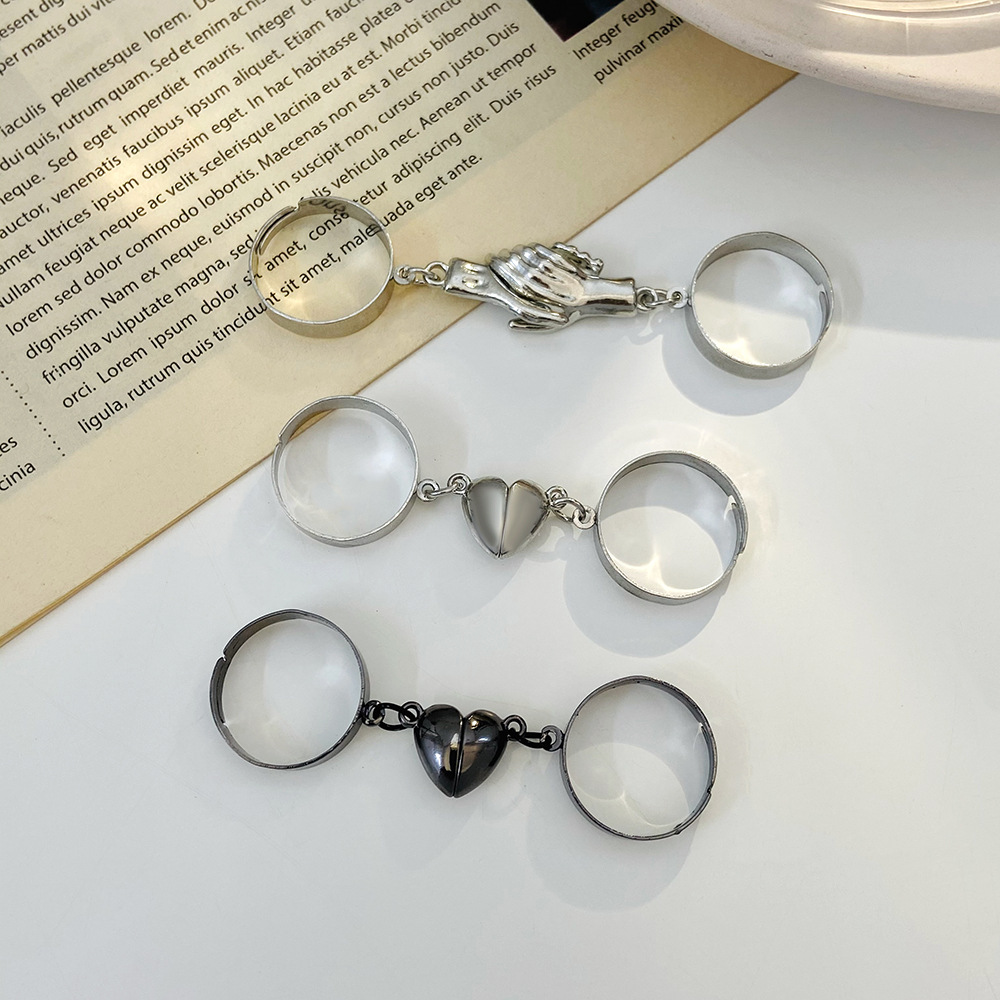 European-Inspired Adjustable Couple Ring Sets - Chic Magnetized Finger Jewelry