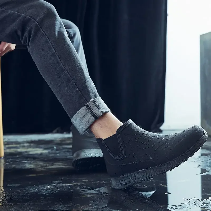 Rain Shoes Rubber Shoe Platform Ankle 2024 Autumn Winter Slip on Booties Boots for Men Waterproof Work Botas 527f