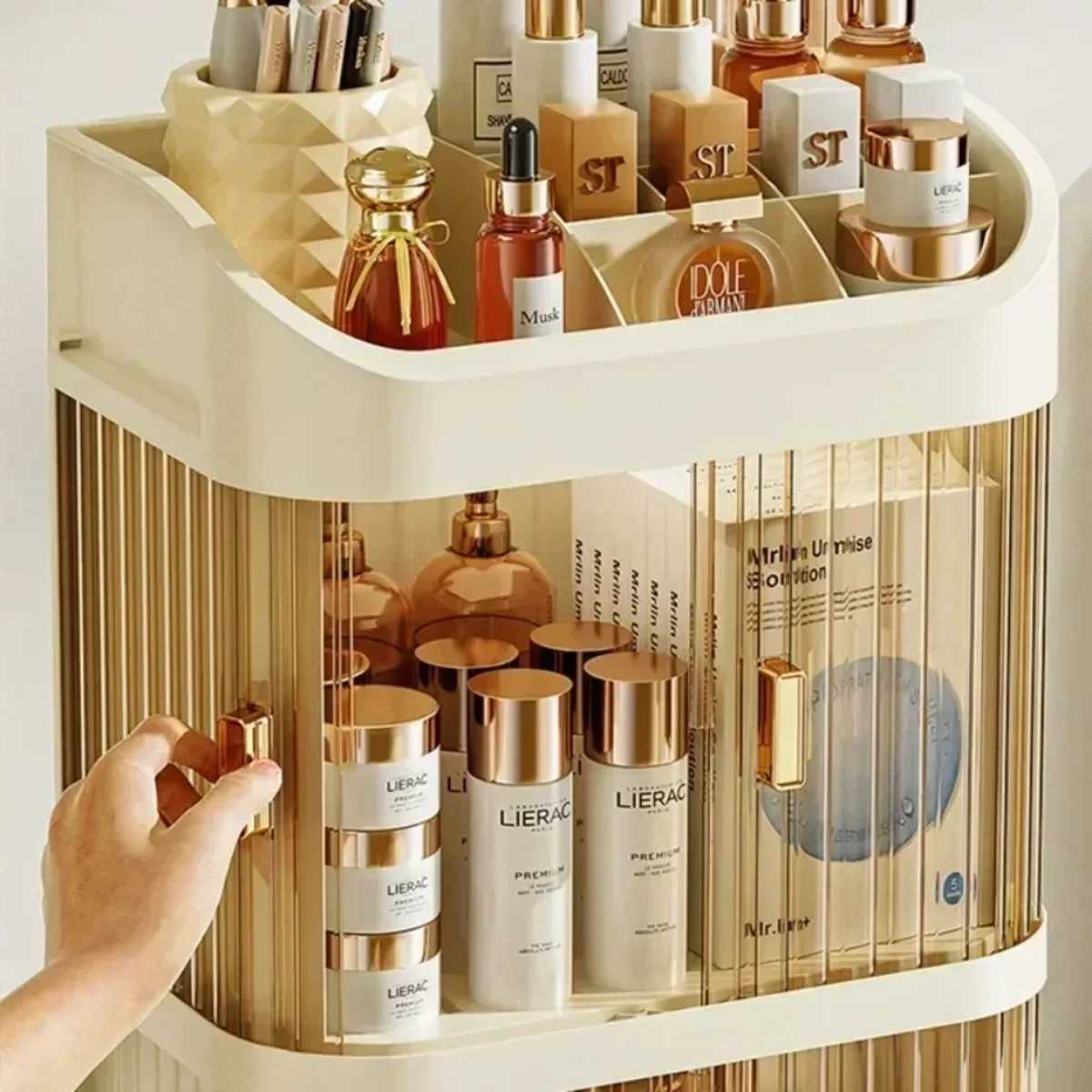 Dust-proof Cosmetic Organizer Makeup Storage Box Large Capacity Jewelry Nail Polish Cosmetic Container Makeup Organizer Box Y240906