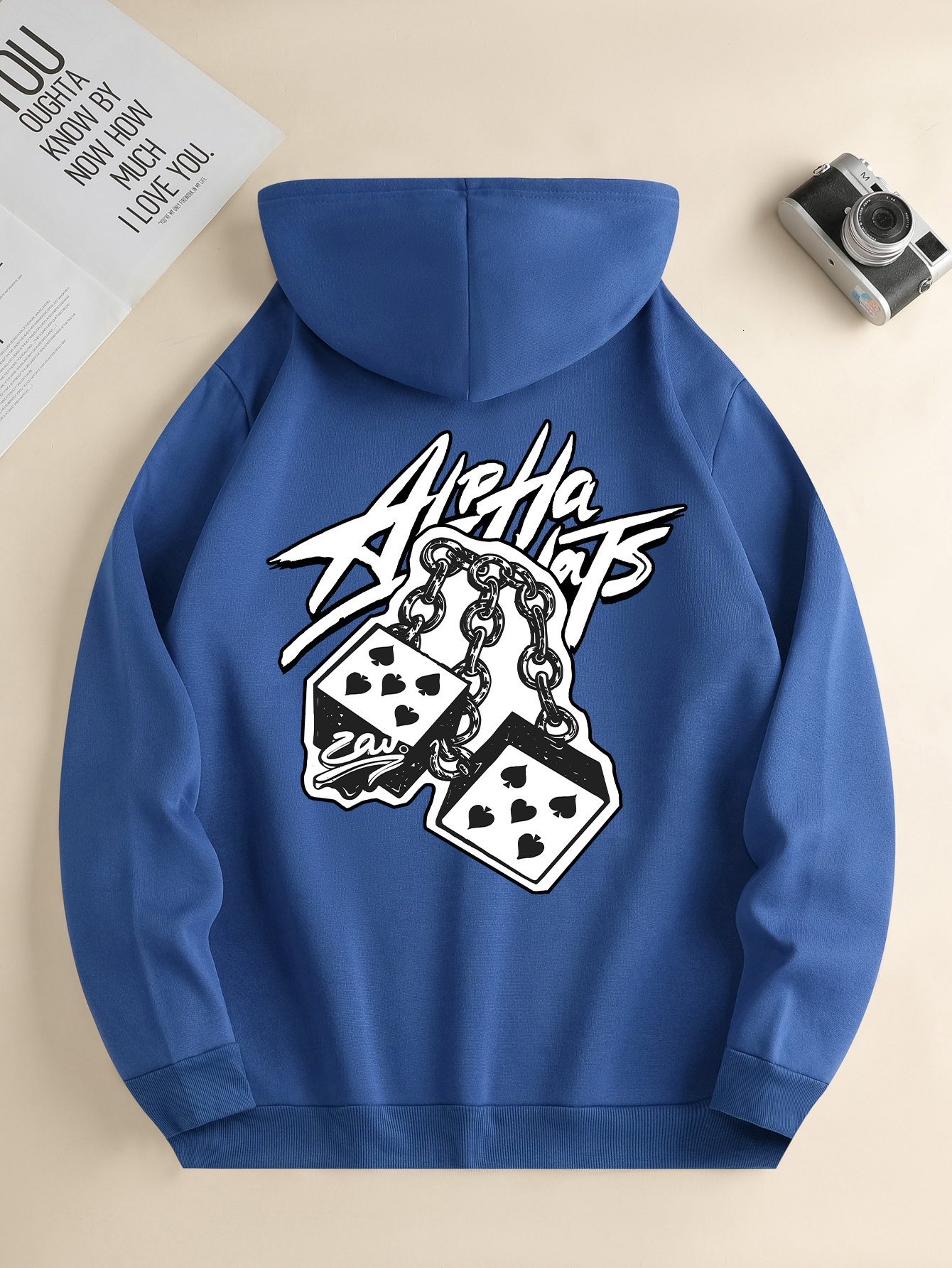 Chain Poker Trendy Printed Patterns, Men's Unique And Stylish New Hoodie With Kangaroo Pocket, Casual And Fashionable Long-sleeved Round Neck Swe