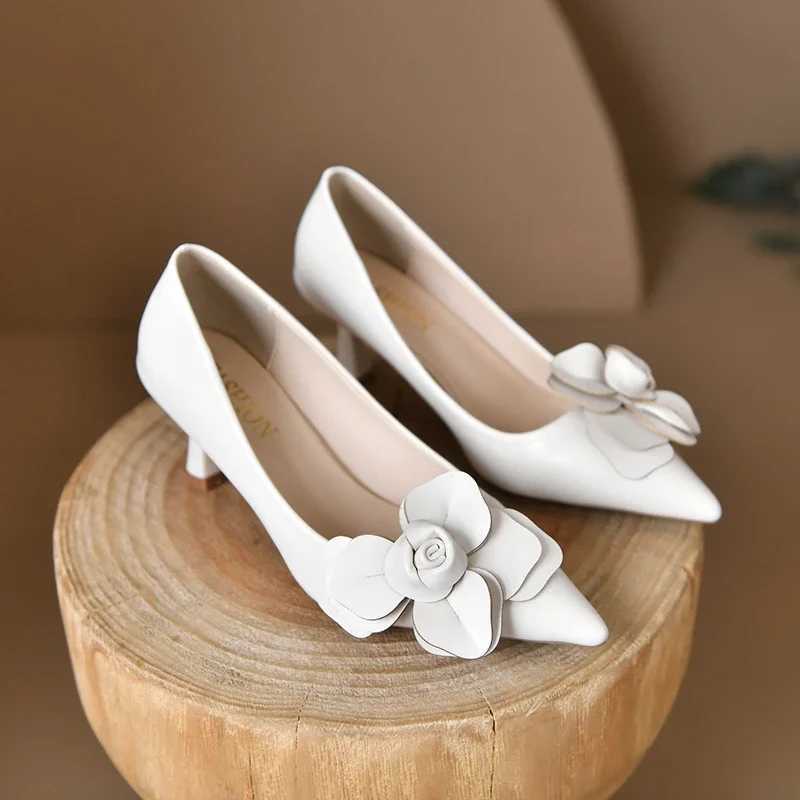 High Quality Sexy Luxury Womens Pump Bow New Fi Pointed Toe Dress Womens Shoe Flower Party Single Shoes Womens High Heels T241024