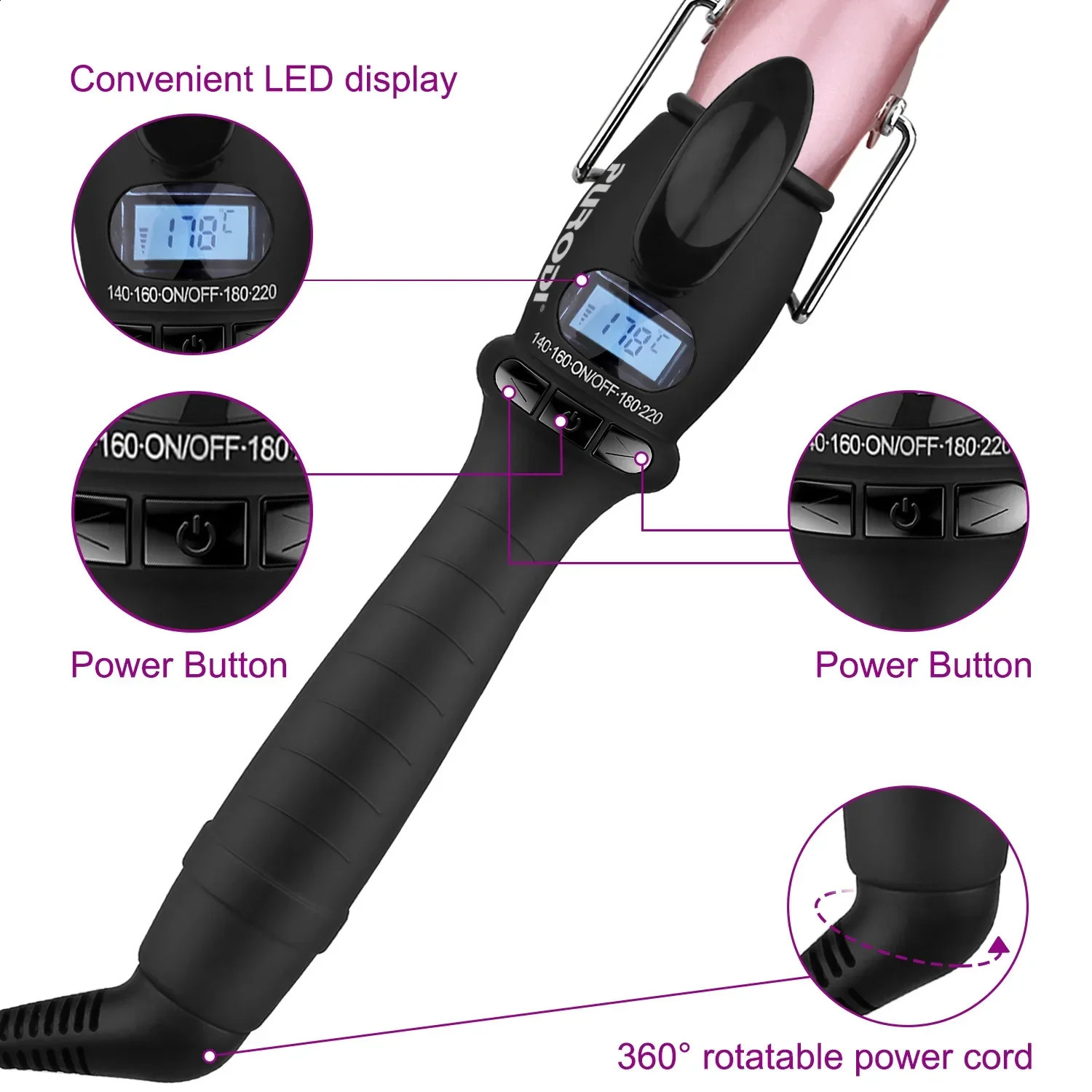 Professional LCD digital curling iron electric curling iron curling tool curling iron ceramic styling 32mm 25mm 19mm 240903