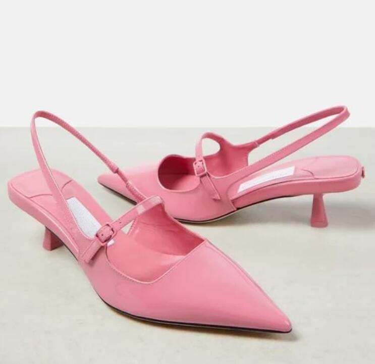 Women pumps high heels sling back pump Didi 45mm Silver Liquid Metal Leather Pointed Pumps slingback sandals pointed toe