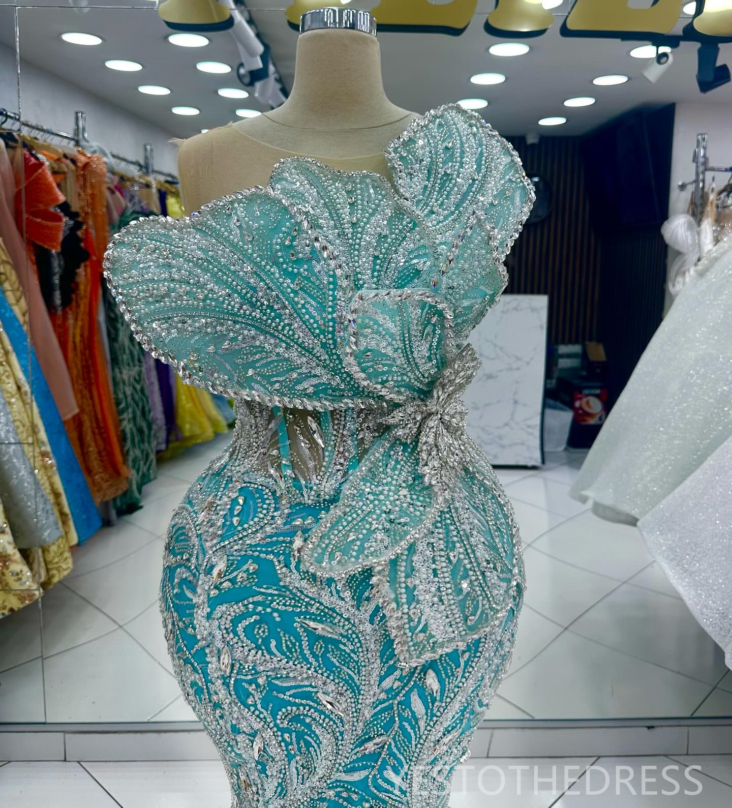 R&W 2024 Plus Size Mint Prom Evening Dresses Illusion Mermaid Promdress Beaded Lace Side Split ra Rhies Birthday Dress Second Reception Gowns AM1587