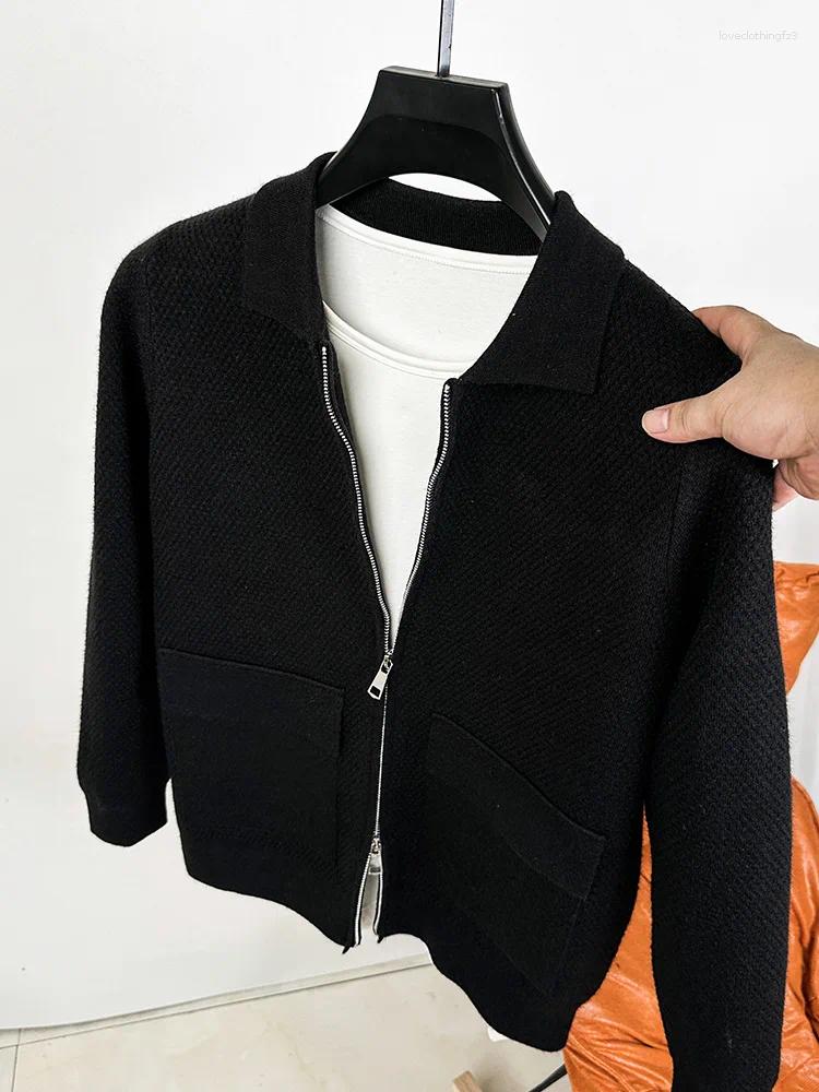 Men's Sweaters Cardigan Zipper Knitted Jacket Trend Autumn And Winter Simple Loose Stand Up Collar Real Pocket Sweater Top