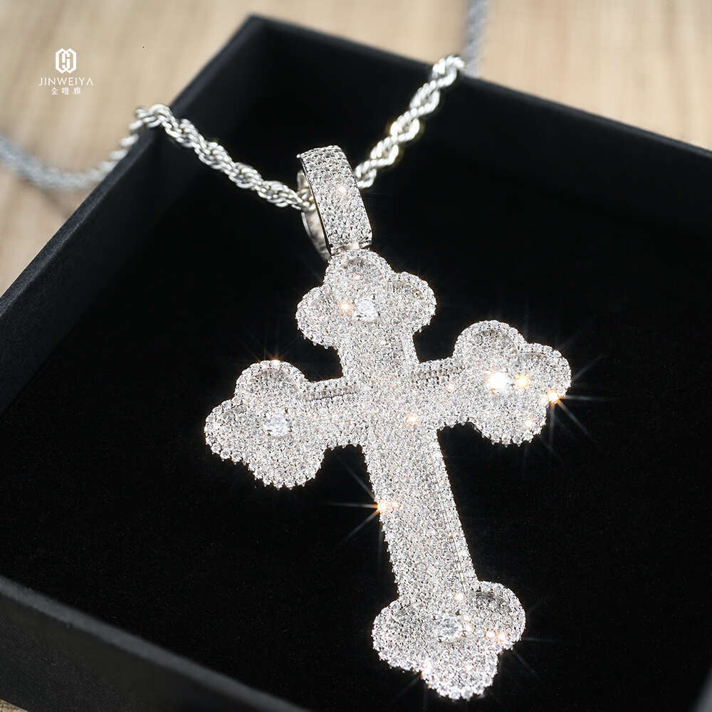 iced out S Sier Gold Plated VVS Moissanite Hip Hop Cross Pendant For Necklace