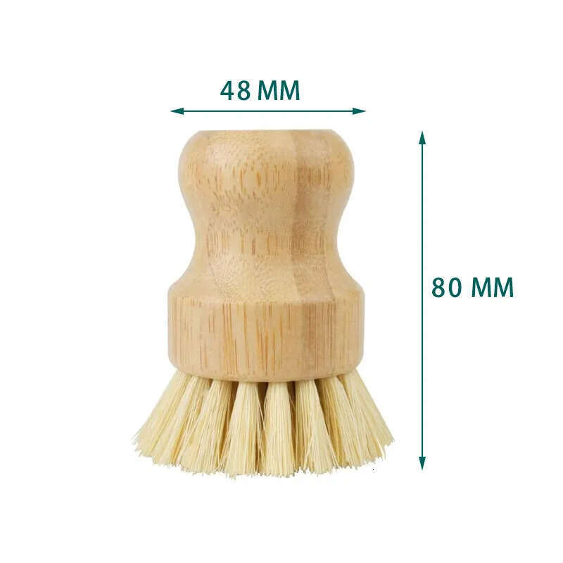 Dish Round Handle Pot Wood Brush Household Sisal Palm Bamboo Kitchen Chores Rub Cleaning Brushes es