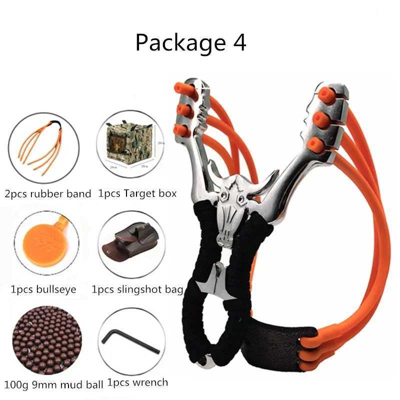 Outdoor precision competition hunting slingshot new stainless steel metal rubber strap bullhead high-power slingshot toy W240905