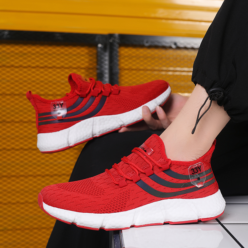 Dropshipping NEW 3 Stripes High Quality Men Shoes Popcorn Sole Fly Weave Sneakers Breathable Running Tennis Shoes Walking Women