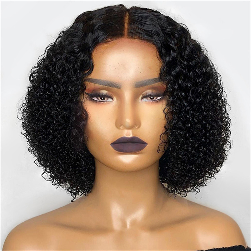 Front lace wig Brazilian wig Water wavy mid-bob short curly hair with small curls synthetic wig head cover
