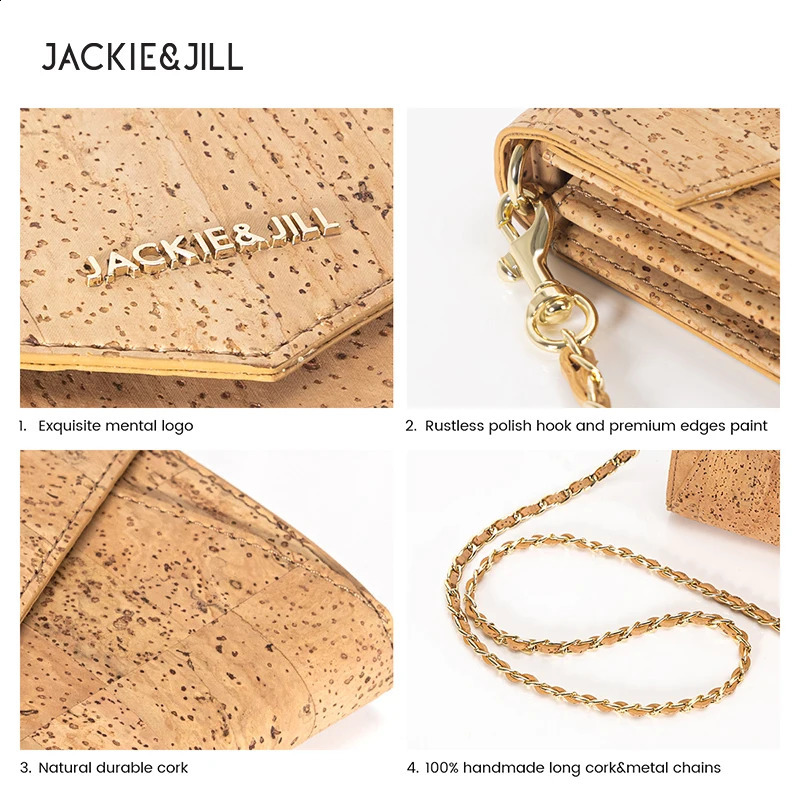 Ladies pocket cork evening cross body bag with chain envelope shoulder bag used for weddings/dances/parties 240904