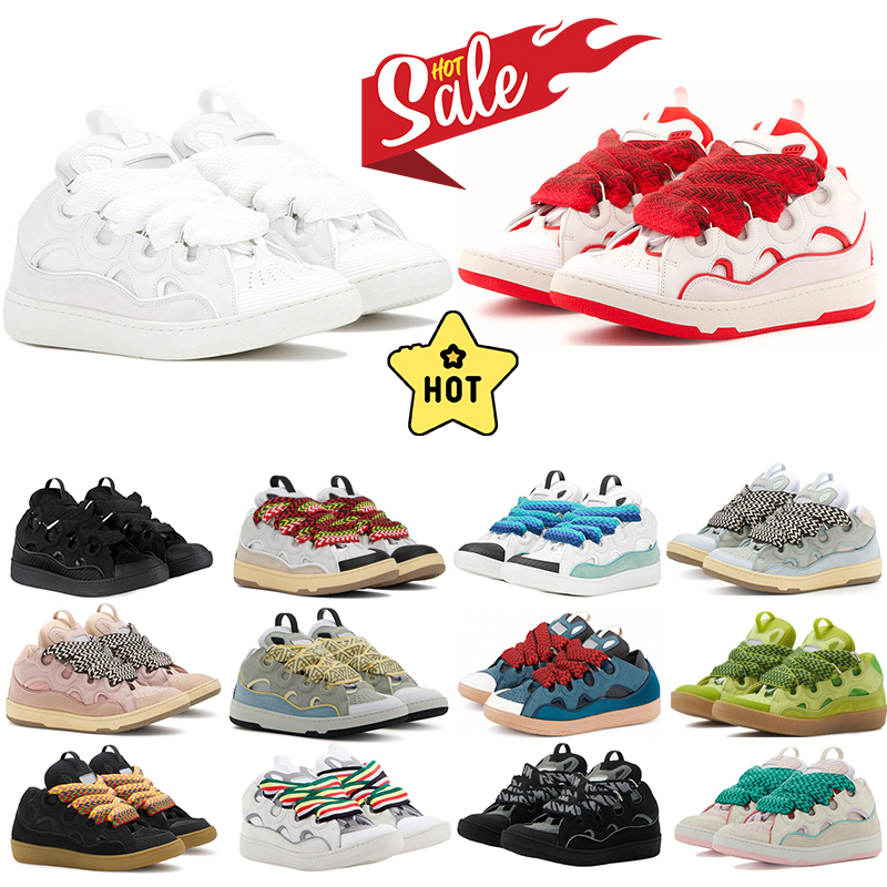 designer casual shoes for men women Platform leather curb sneakers embossed Black White Pink Ivory Blue luxurys mens trainers