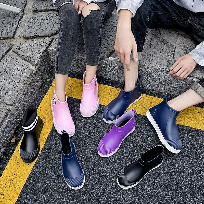 Rain Men Rubber Shoes Waterproof Women Work Booties Winter Plus Cotton Slip on Unisex Ankle Boots Bottes De Pluie 2024 7966
