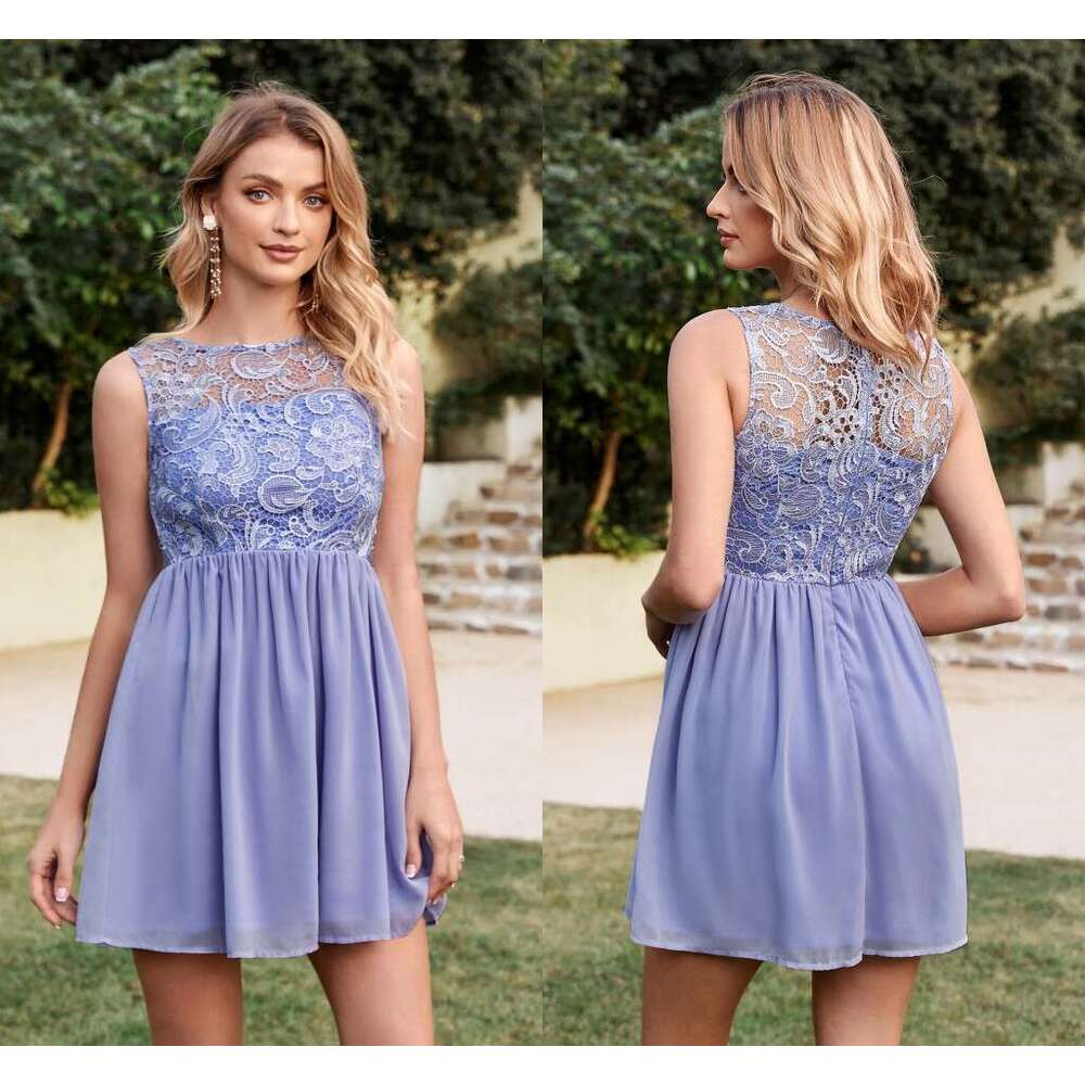 Cute Lilac Chiffon Homecoming Dresses A e Sheer Jewel Neck Zipper Back Appliqued Short Party tail Gowns Mini Prom Evening Dress CPS164