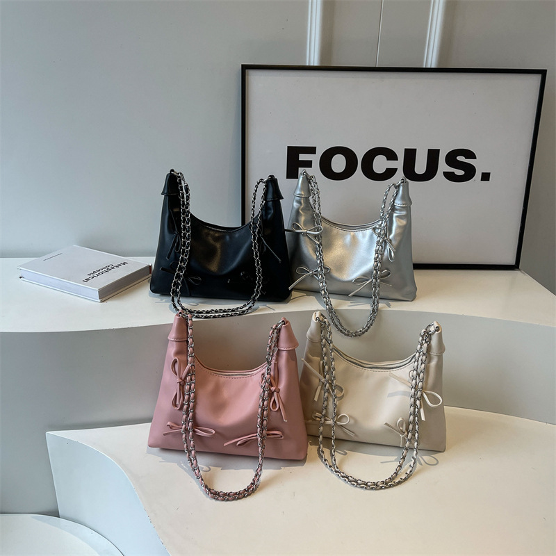 Women Bag Fashion Shoulder Bag New Bow Design Chain Bag Armpit Bag Versatile Free shipping