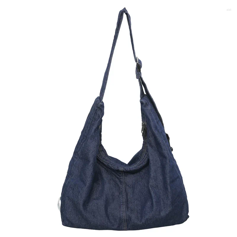 Totes Large Denim Women's Bag Canvas Shoulder Drawstring Messenger Y2K Eco Shopper Korean Satchel Pocket Jeans Handbag