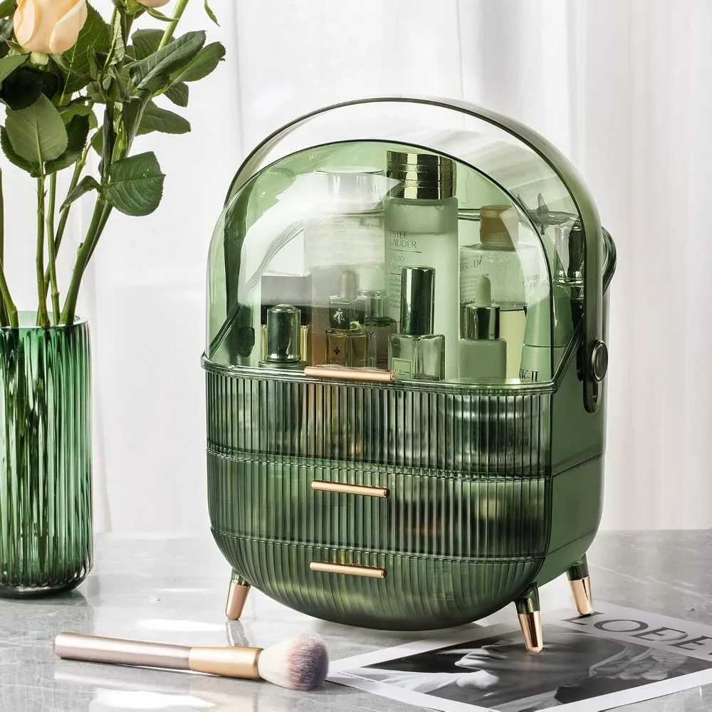 Makeup Organizer for Vanity with 2 Drawers and Makeup Brush Holder for Bedroom Countertop and Bathroom Countertop Y240905