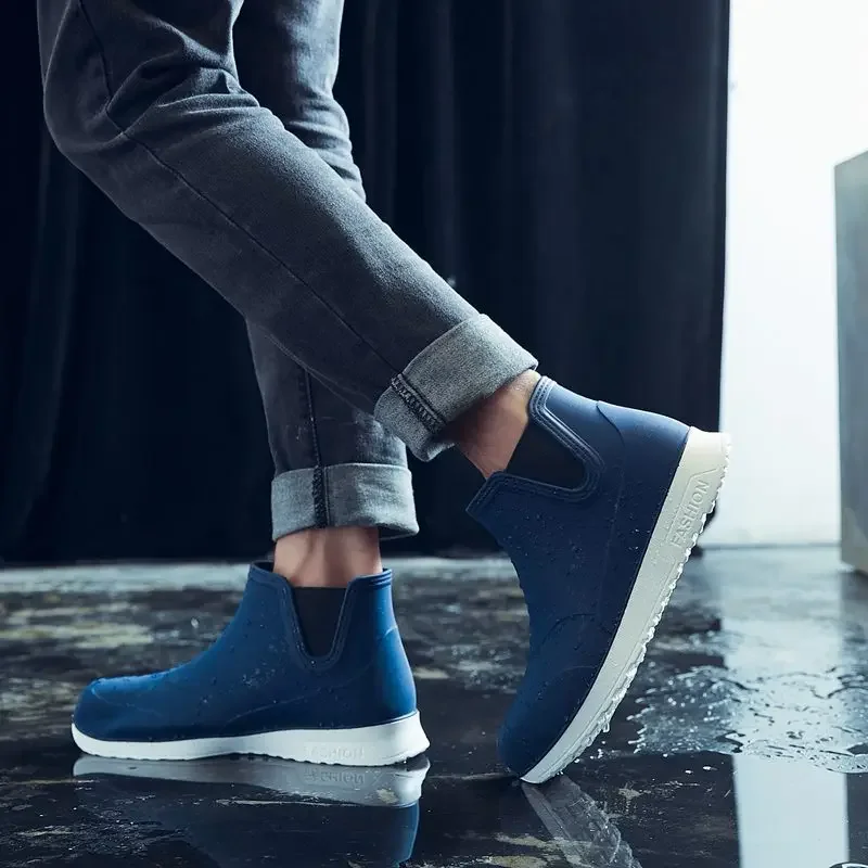 Rain Shoes Rubber Shoe Platform Ankle 2024 Autumn Winter Slip on Booties Boots for Men Waterproof Work Botas 527f