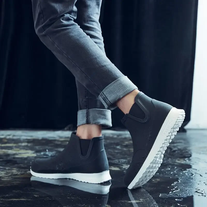 Rain Shoes Rubber Shoe Platform Ankle 2024 Autumn Winter Slip on Booties Boots for Men Waterproof Work Botas 527f