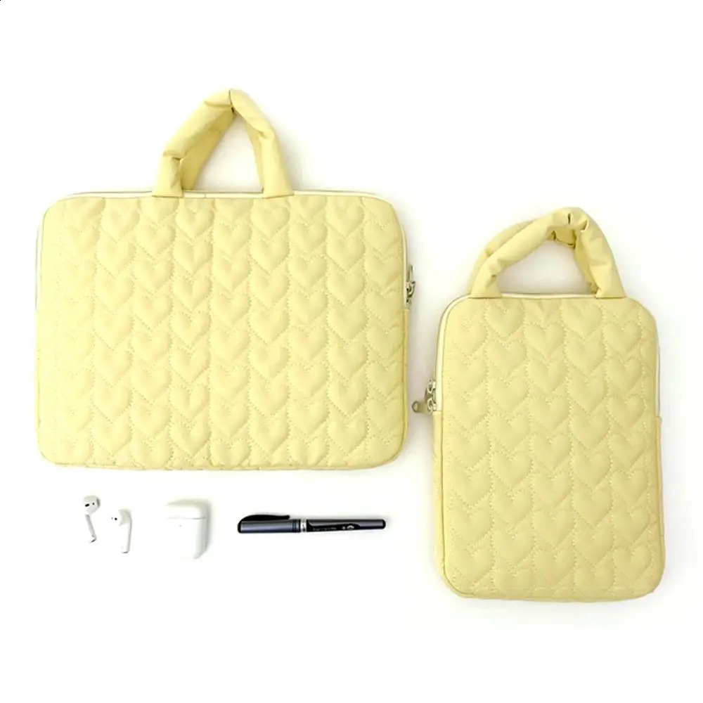 Fashionable 14 inch laptop case love solid color computer bag zipper storage bag for women 240903