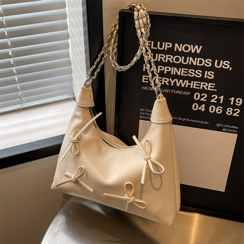 Women Bag Fashion Shoulder Bag New Bow Design Chain Bag Armpit Bag Versatile Free shipping