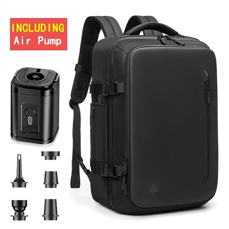 Waterproof mens travel backpack vacuum compression with air pump antitheft laptop bag expandable fashionable casual 240903