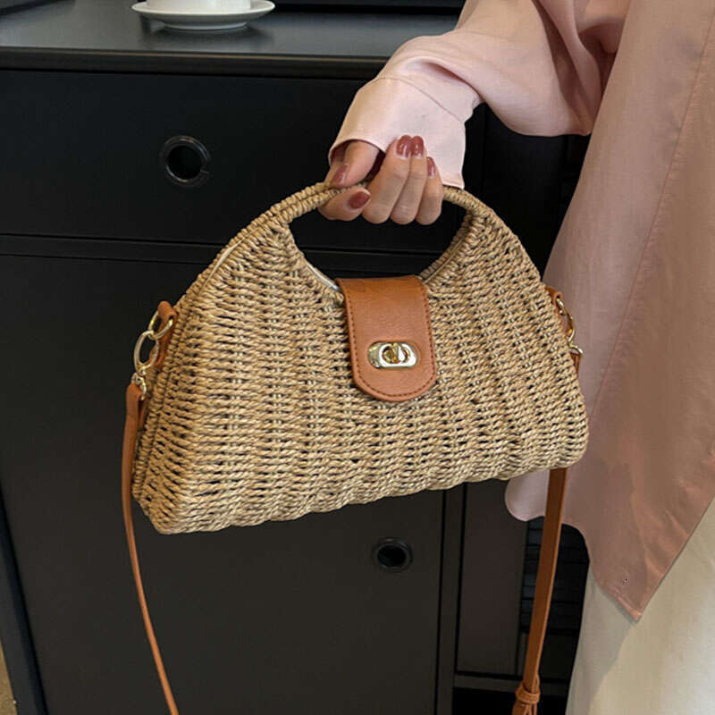 straw New Summer bag women small Woven Handmade design Handbag Lady Tote Vacation Beach Rattan leisure Shoulder Bag Hand cdbd 4