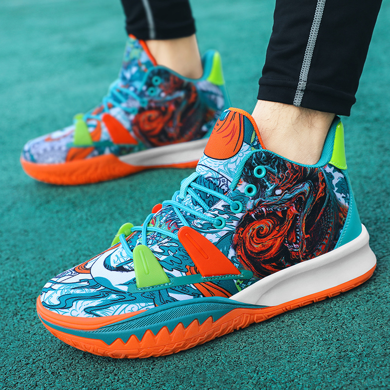 Graffiti Fashion Men's Basketball Cushioning Breathable Basket Boots Outdoor Athletic Sport Shoes Men Non-Slip Sneaker