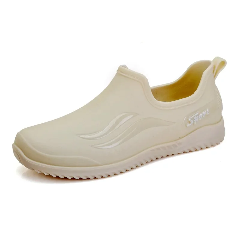 Elegant Women Shallow Mouth Rainshoes Fashion Short Tube Anti Slip Waterproof Kitchen Work Durable Casual Shoes Trend 34c3