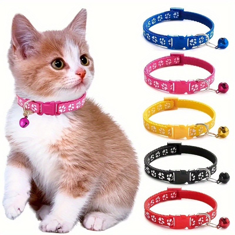 Halloween Adorable Cartoon Cat & Dog Walking Accessory - Paw Printed Collar with Tether