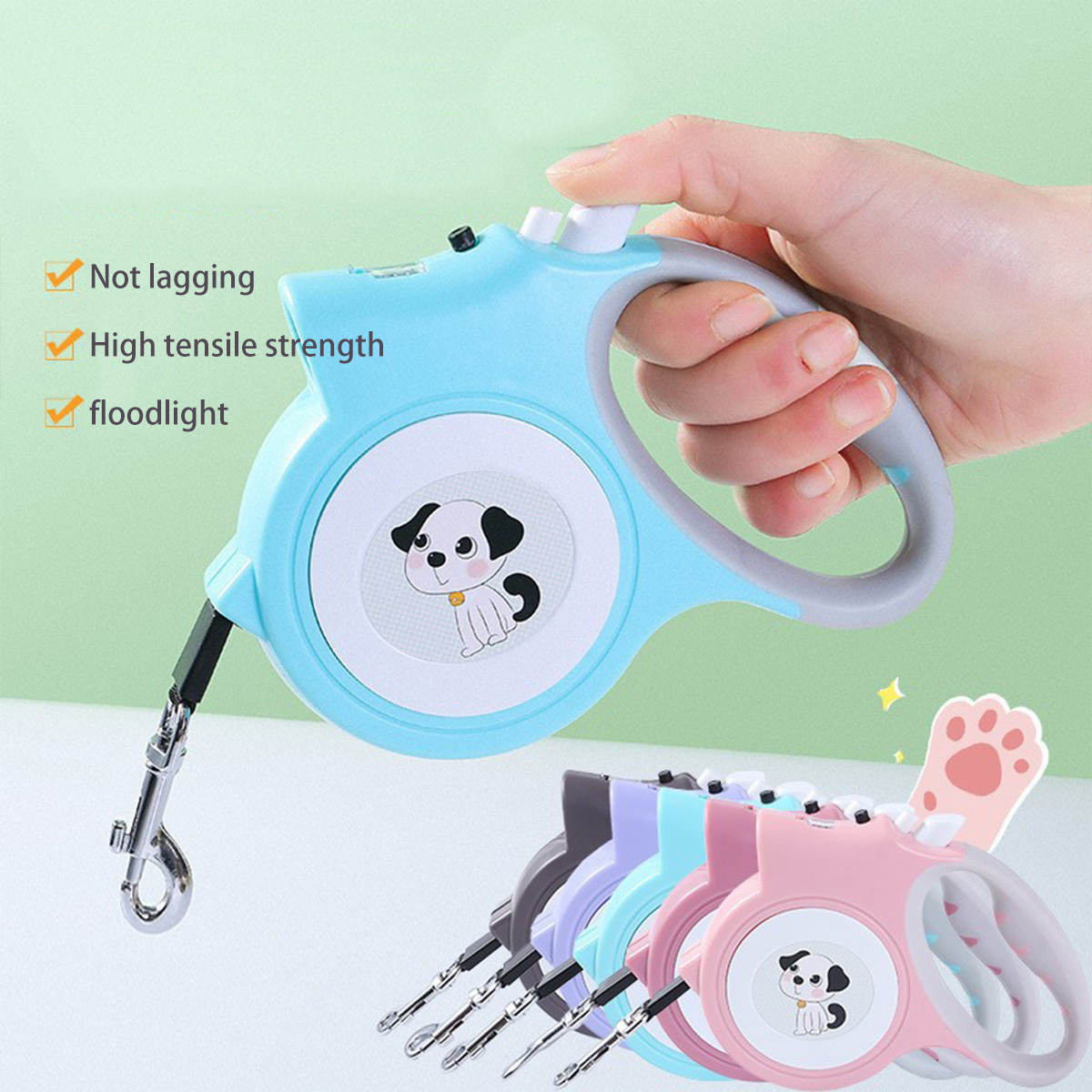 Halloween pet supplies Pet leash with LED light automatic retractable leash, portable automatic leash outdoor dog walking leash