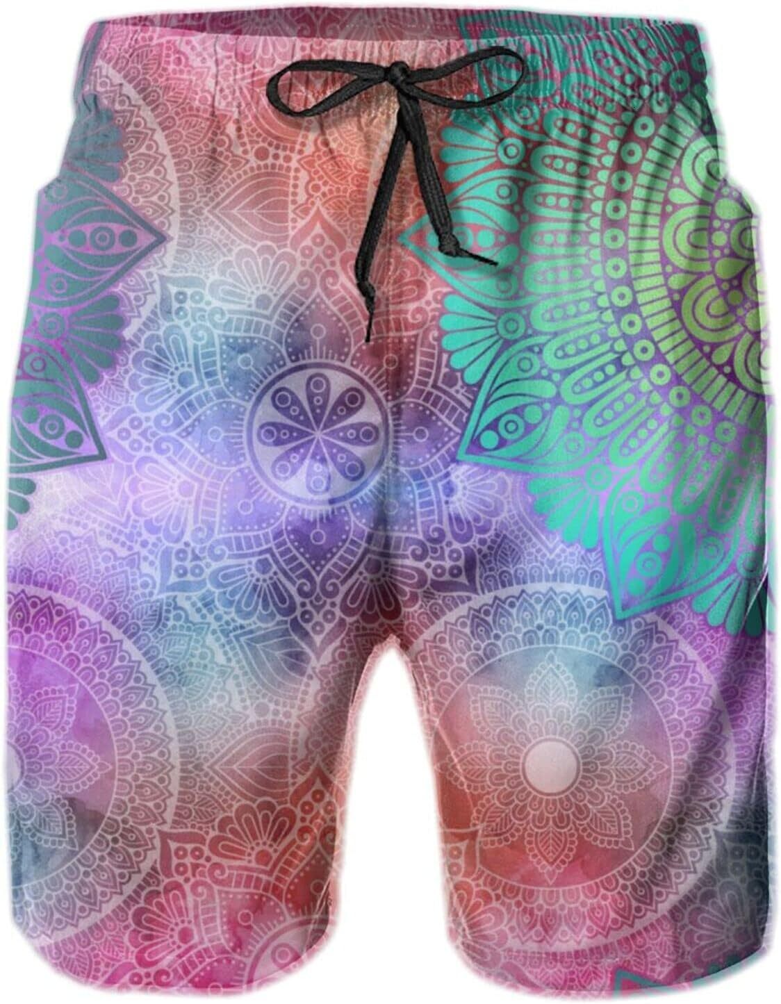 Mens Shorts 3D Printed Pattern Beautiful Swim Trunks Quick Dry Fashion Beach Board Swimwear