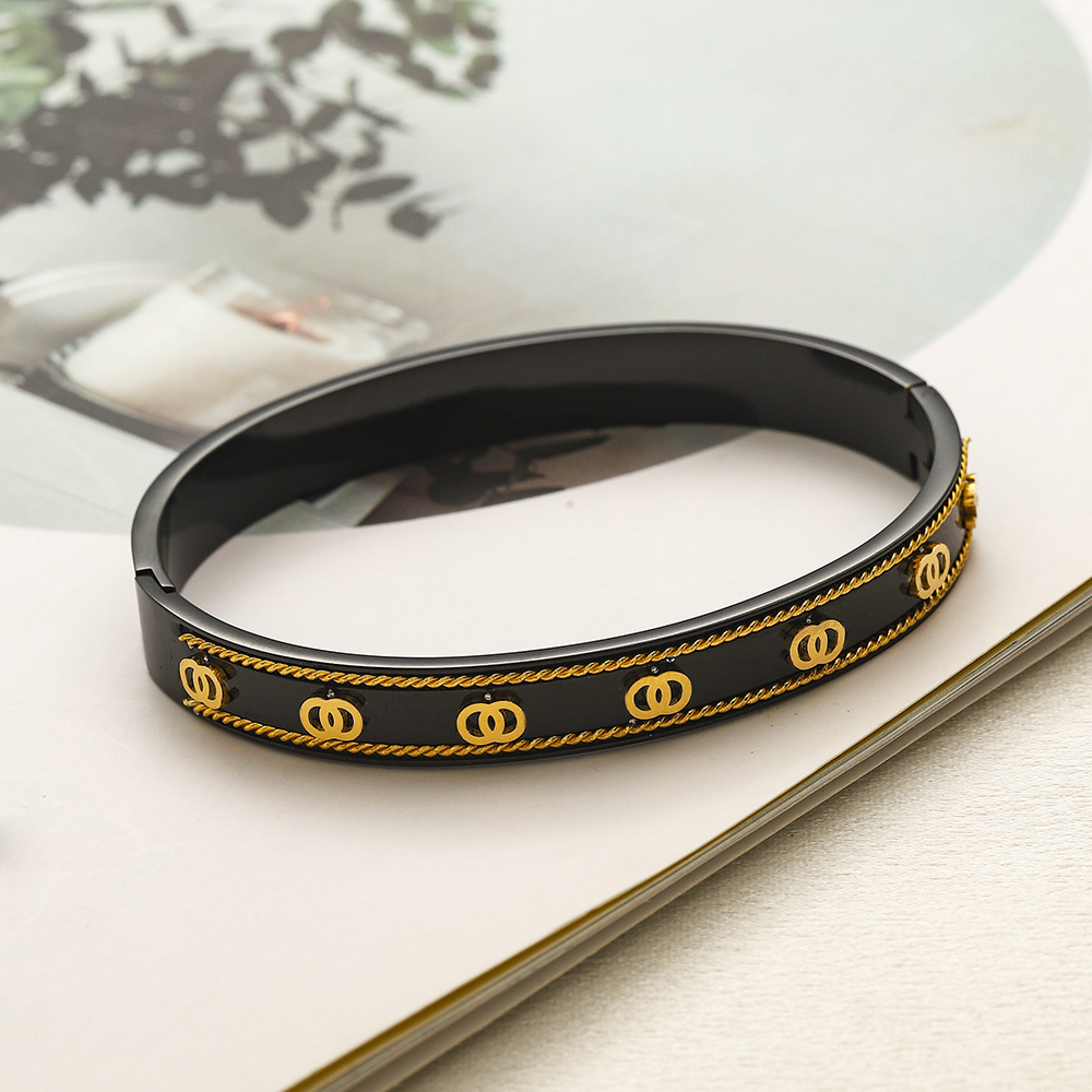 bangles bangle high quality inlay crystal letter pendant charm bracelets women jewelry stainless steel wristband cuff fashion accessories