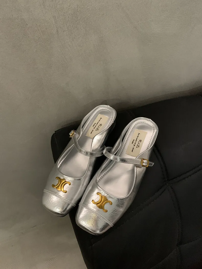 Mary Inner Jane height, single shoes, gentle temperament, French sandals, Korean version of the thick-soled women's toe semi-drag