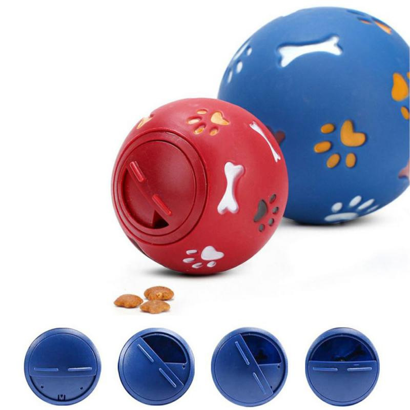 Dog Toy Rubber Ball Chew Dispenser Leakage Food Play Ball Interactive Pet Dental Teething Training Toy Blue Red Diameter 7.5 cm